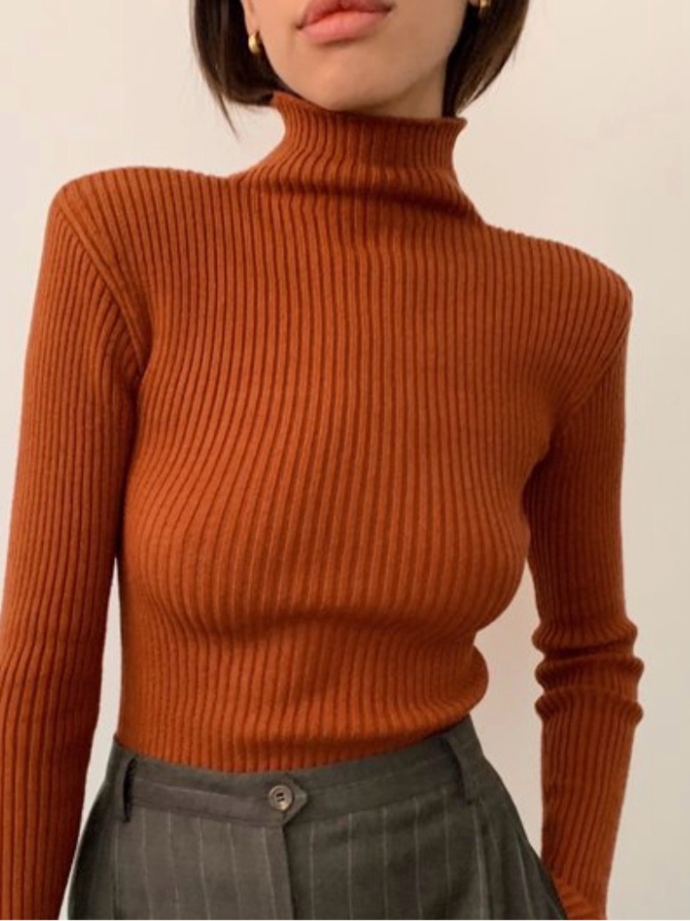 EUC Astr the Label Marli Ribbed Turtleneck Sweater in Rust Orange
